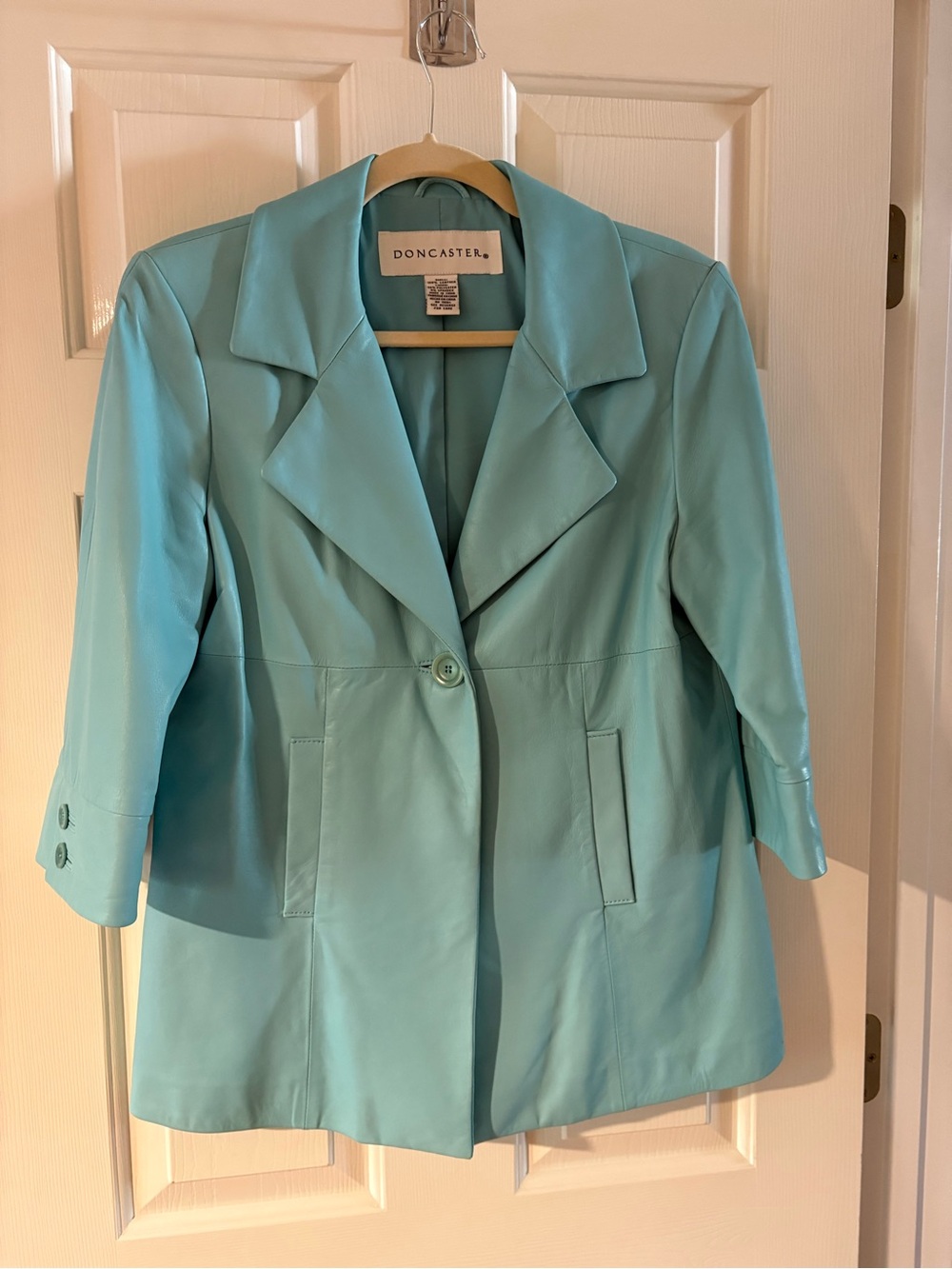 Classy Teal Leather Jacket